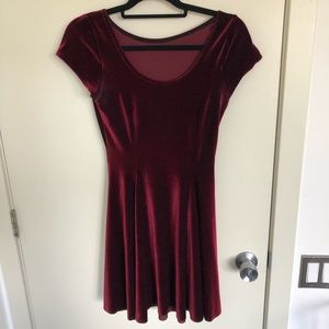 Burgundy Velvet Skater Dress by Blackmilk